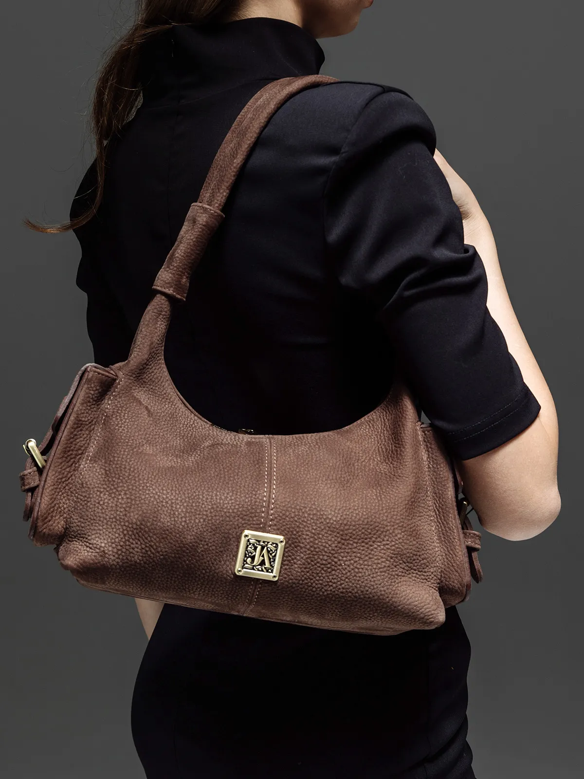 Превью изображения товара Сумка замшевая коричневая женская, Liss Comfort by J. Audmorr, коричневая, кожаная - номер 2